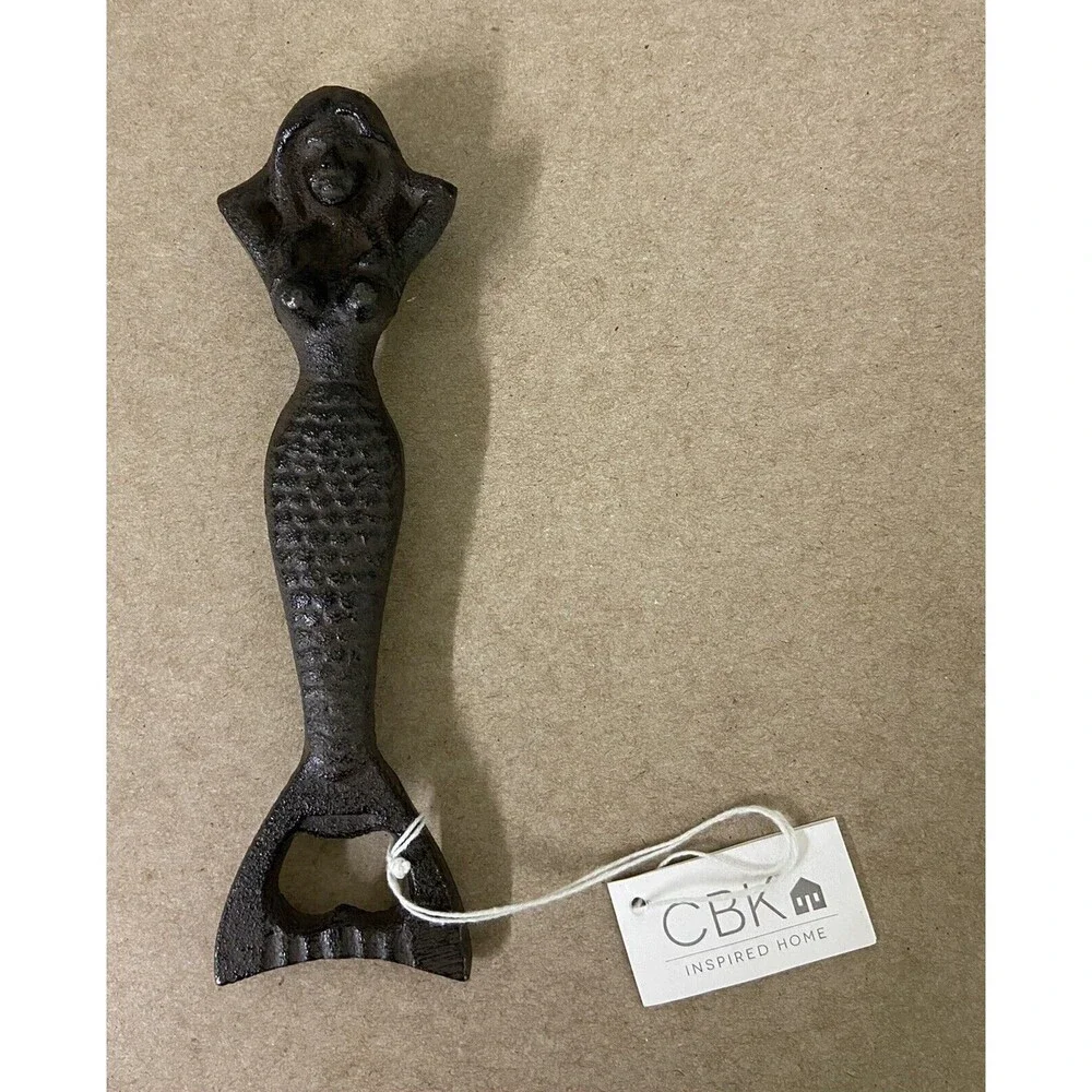 CBK Cast Iron Brown Mermaid Bottle Opener NWT Coastal Beach Bar